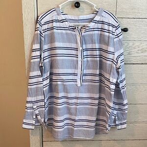 LOFT Blue and White Striped Blouse